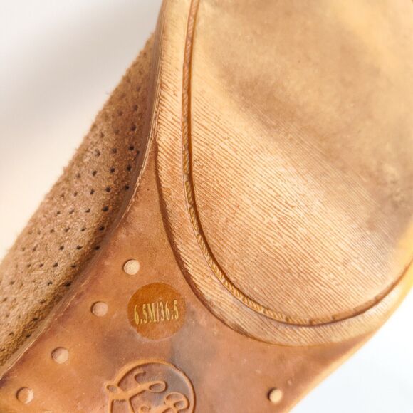 Lucky Brand Booties Bailey Perforated Camel Tan Suede Ankle Boots Size 6.5 M - Picture 10 of 10